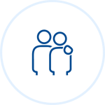 Illustration of two people; one person has hand on the other person's shoulder