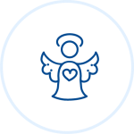 Illustration of angel with a heart on its chest