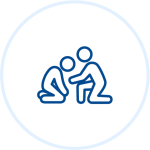 Illustration of two people kneeling